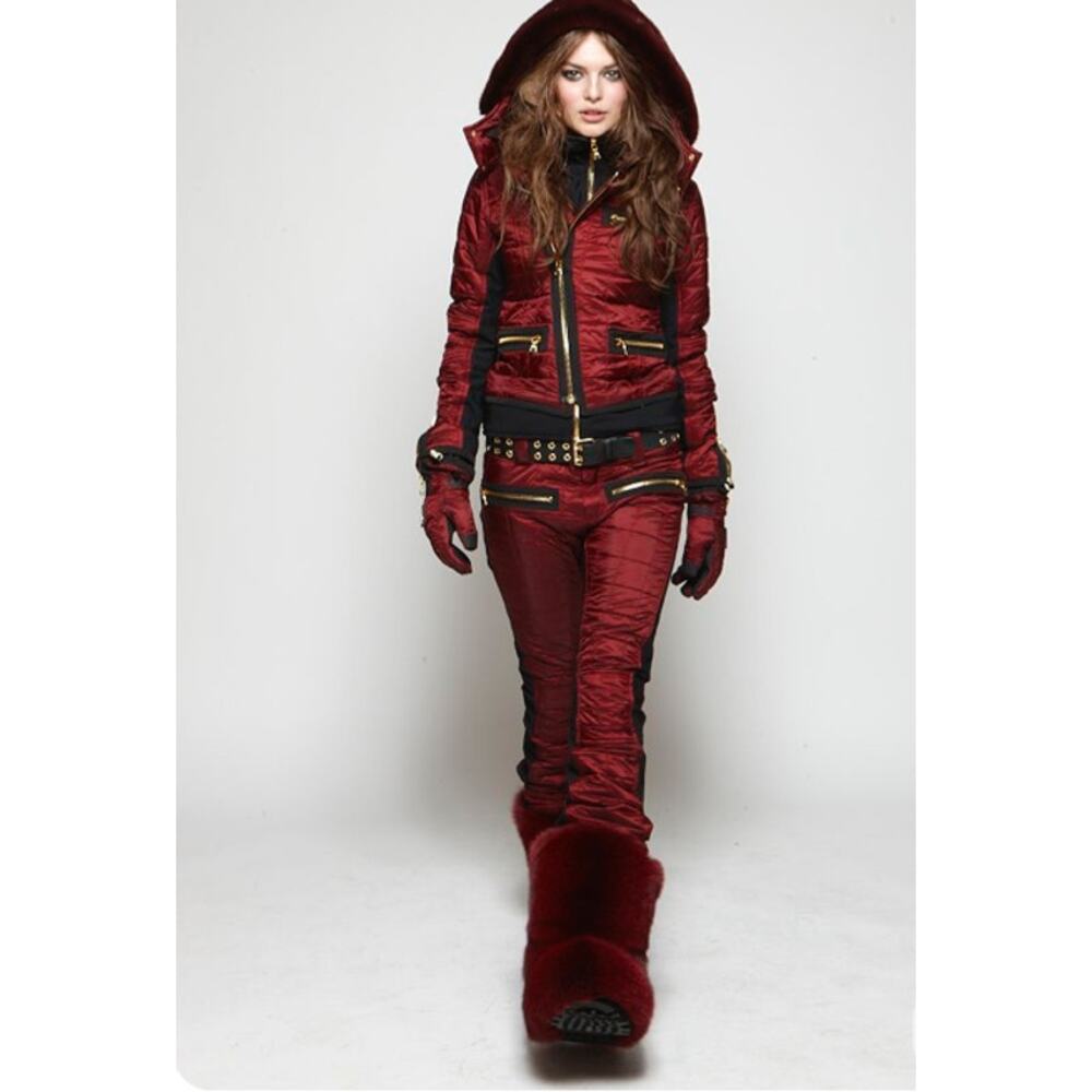 SOS BLACK SNOW Womens Snow Suit Jacket Size XL / Pants L Quilted Edgy Rocker Ski - Picture 2 of 16